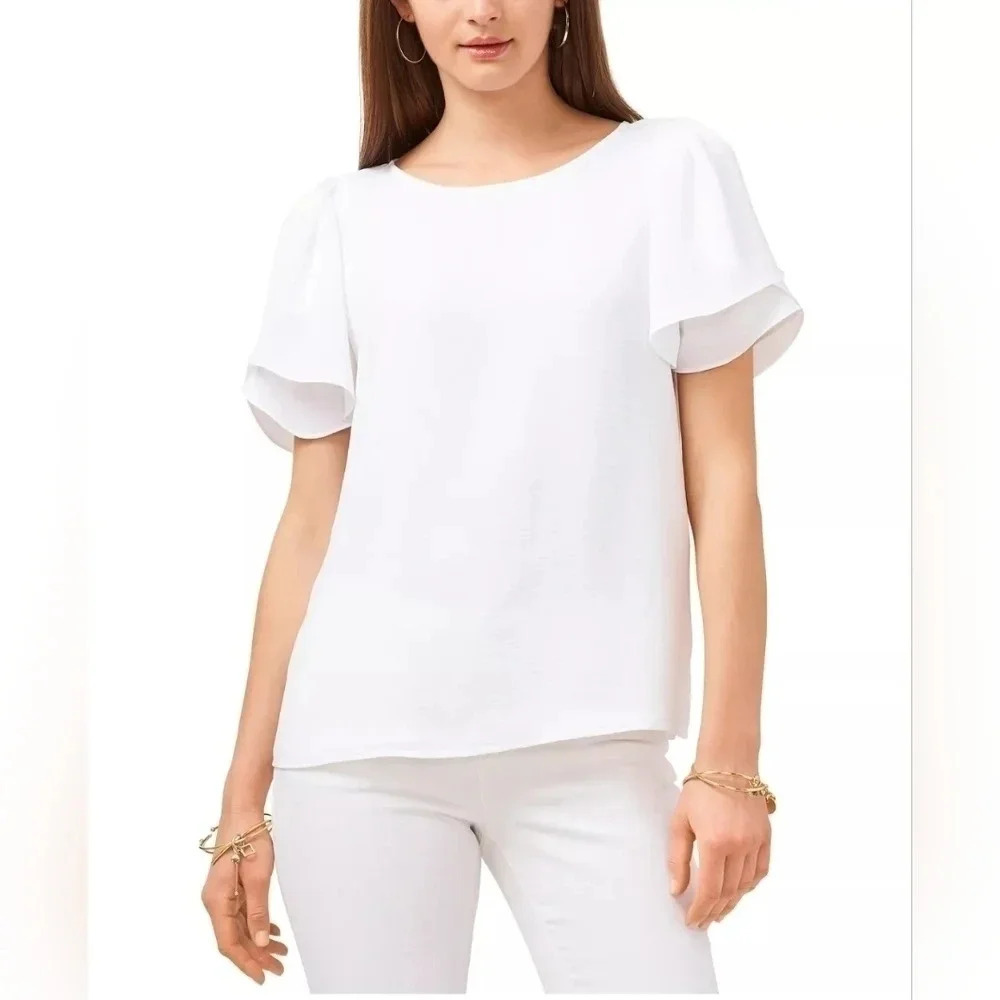 VINCE CAMUTO small Tulip-Sleeve Top New Ivory‎